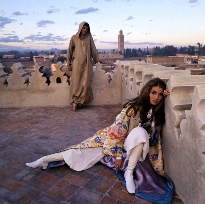 Paul Getty Jr and Talitha Getty on the terrace of their holiday home in Marrakesh, Morocco, January 15, 1970