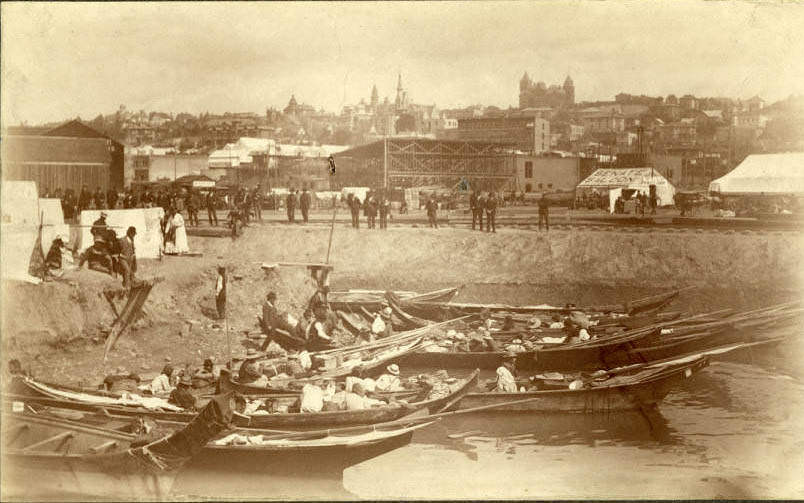 Native American camp on Ballast Island, 1889