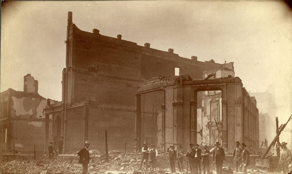 Fire ruins on 1st Ave., north of Occidental Square, June 1889
