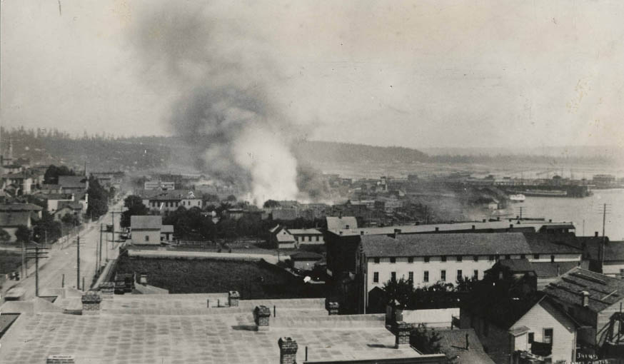 Fire at southwest corner of 1st Ave. and Madison St., June 5, 1889