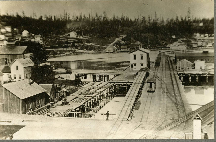 Columbia and Puget Sound Railroad Depot and Machine Shop, 1880