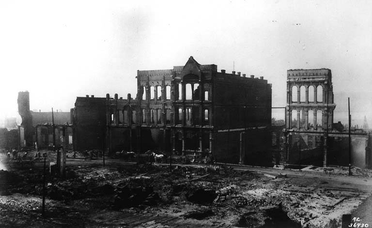 1st Ave. from Columbia St. after Seattle fire of June 6, 1889.