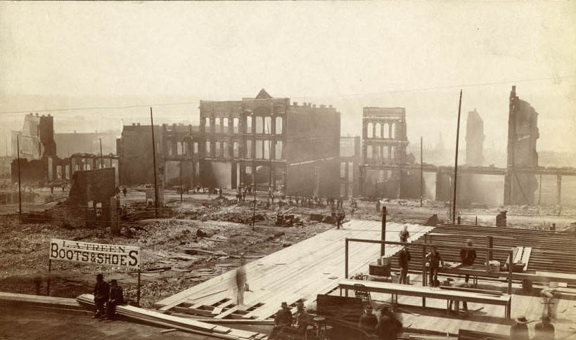 Ruins at 2nd Ave. and Columbia St. following the Great Fire, June 1889