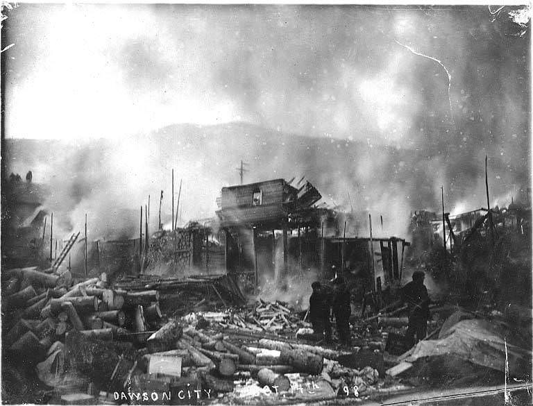 Aftermath of a fire in Dawson, Yukon Territory, October 14, 1898.