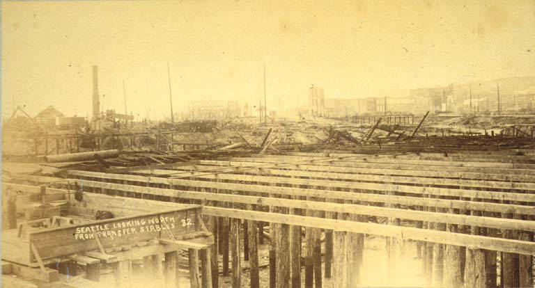 Looking south showing ruins in the vicinity of the waterfront area, Washington.1889