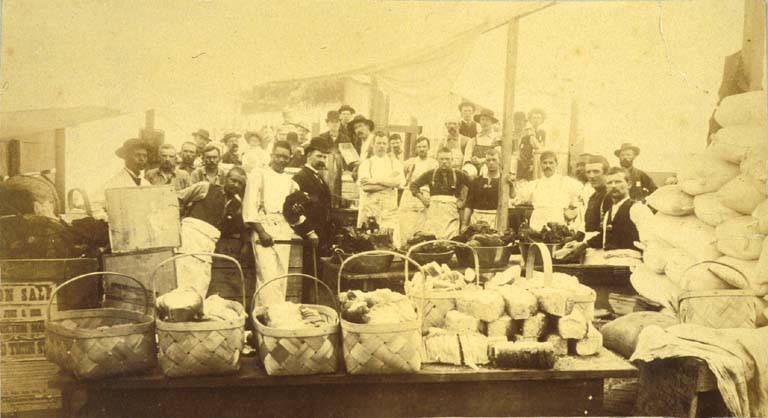 One of the tents of the Tacoma Relief Bureau in vicinity of 3rd Ave. near Union St., Washington, 1889