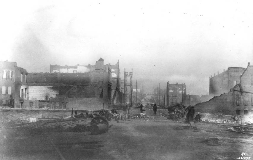 Yesler Way looking east from Western Ave, 1889