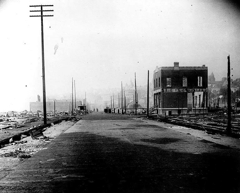 Looking north on 1st Ave. S. from Jackson St, 1889