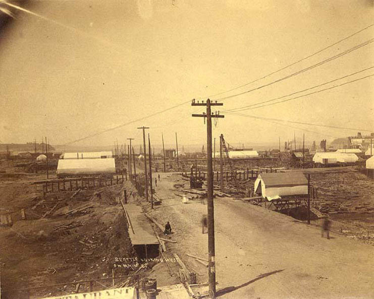 Looking west on Main St., Seattle, Washington, 1889