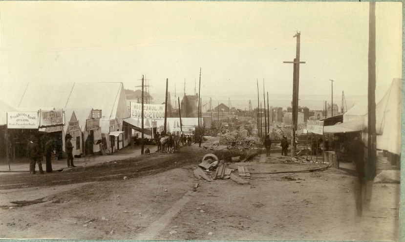 Yesler Way west of Third Avenue in the summer of 1889.