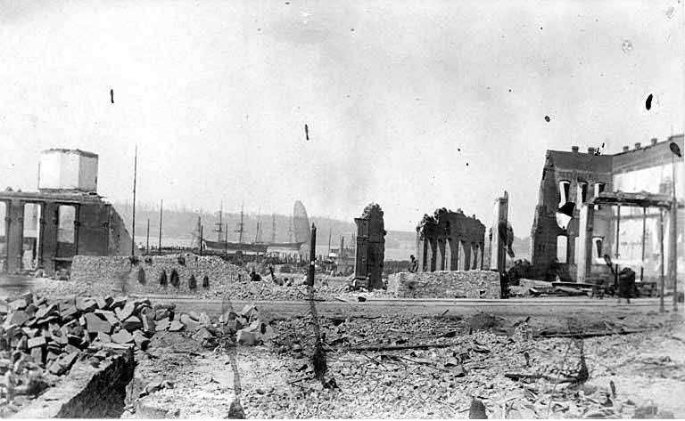 Waterfront with reconstruction along Front Street, 1889