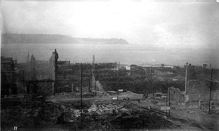 Looking west toward waterfront and West Seattle, 1889