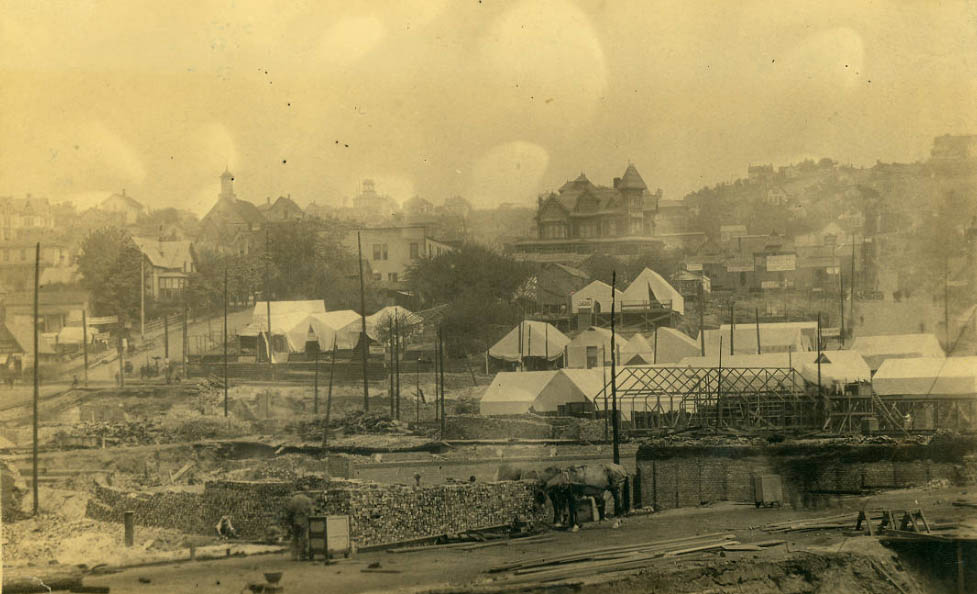 Looking east from 1st Ave. and James St.1889