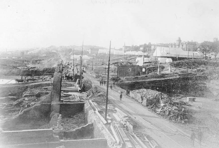 Looking north on 1st Ave. from Cherry St, 1889