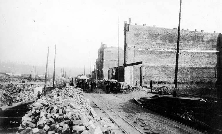 Looking south on 1st Ave. from Columbia St, 1889