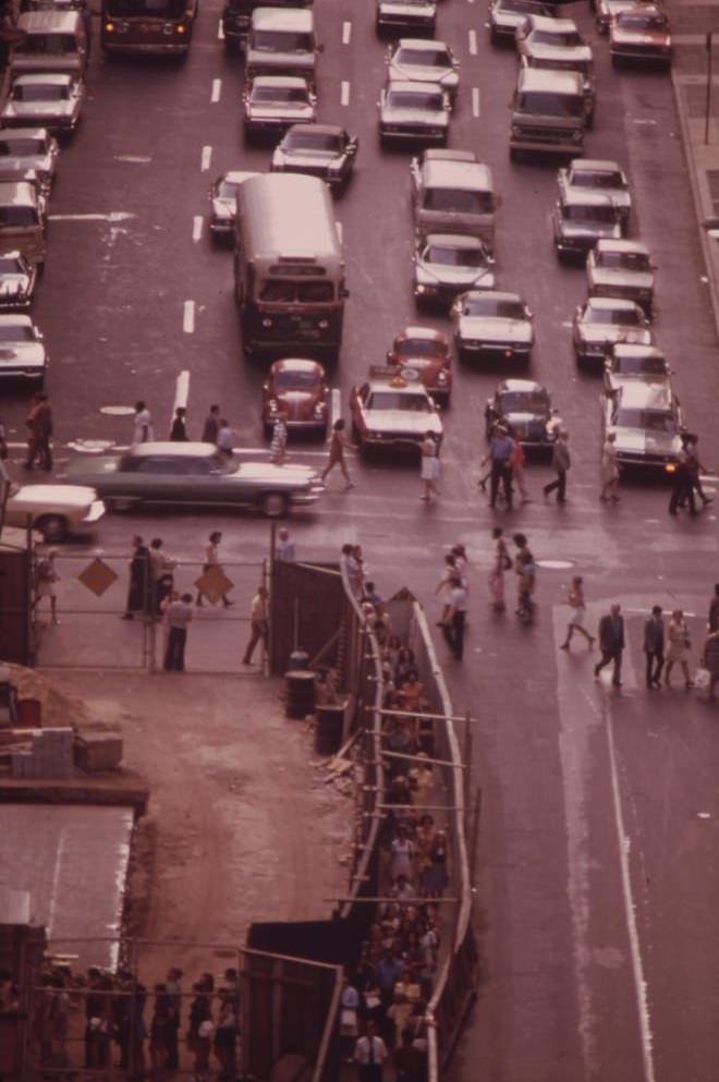 Traffic On Market Street, Philadelphia's Main East-west Artery, Looking West, August 1973