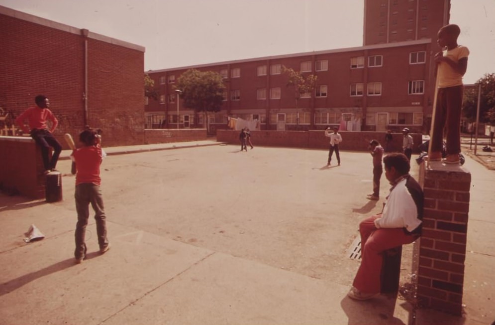 Play Area Of Black Housing Project In North Philadelphia, August 1973