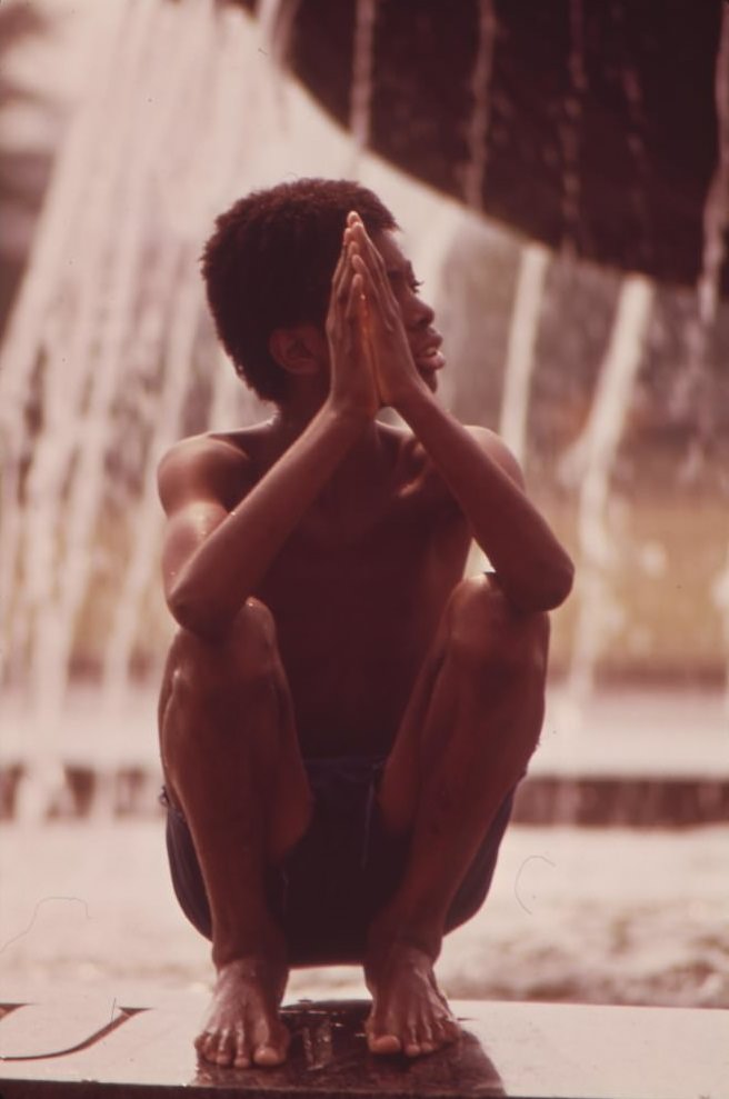 Cooling Off In One Of The Fountains Around The Philadelphia Museum Of Art, August 1973