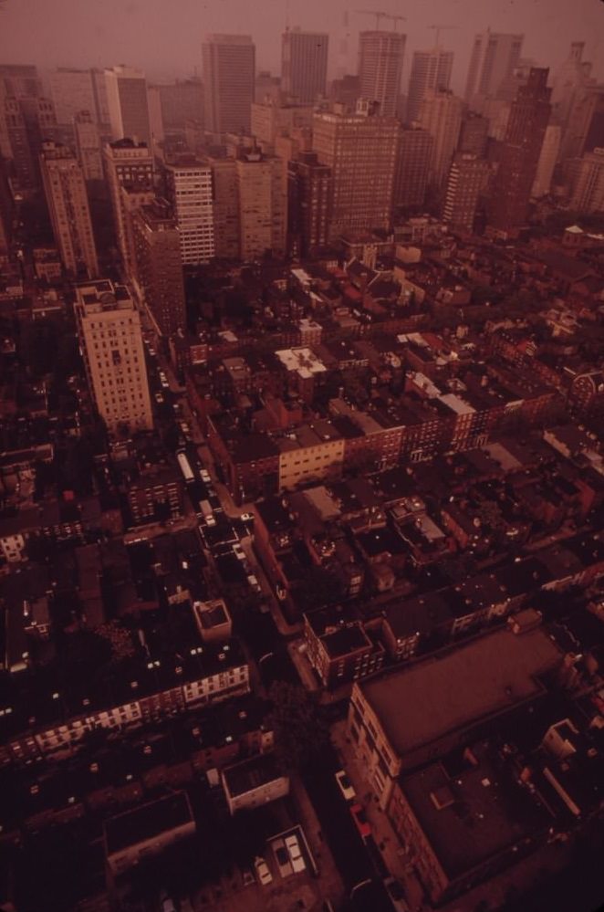 Row Houses And Skyscrapers In Center City Area, August 1973