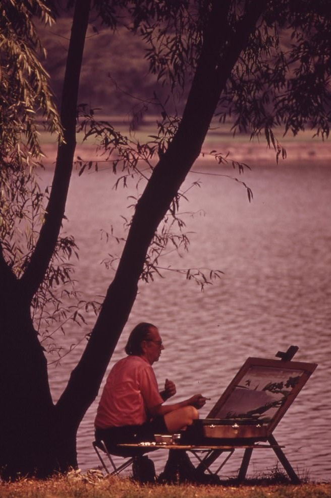 Artist On Bank Of The Schuykill River, August 1973