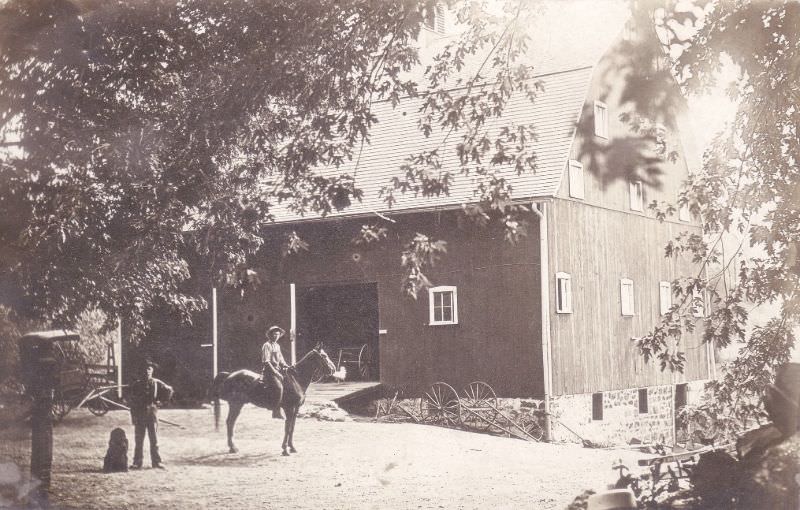 Barn and horseman