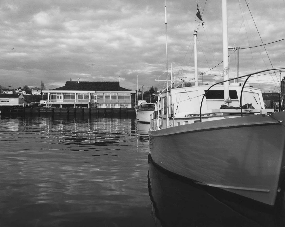 Sailboat and Bellingham Yacht club, 1900