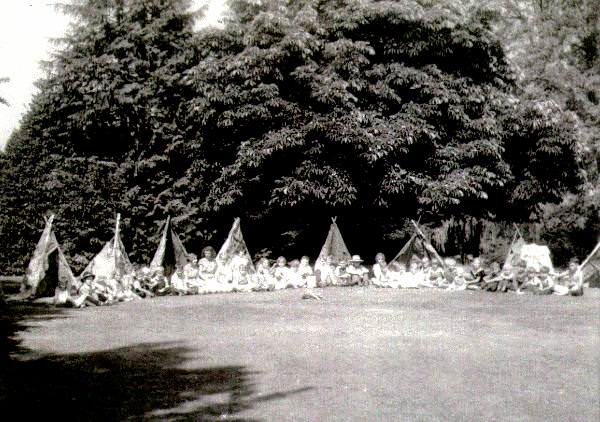 An “Indian pow-wow” in Cornwall Park – not an actual gathering of native Americas, but, rather, middle class white kids, 1920