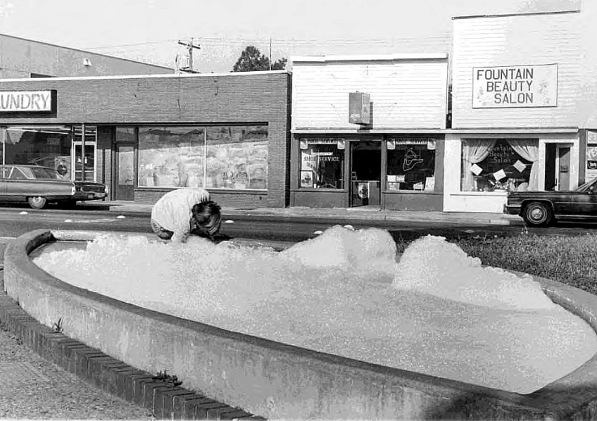 Soaping the fountain in the fountain district has been a common prank across the years.