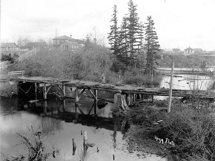 Military bridge across Whatcom creek, build by George Pickett