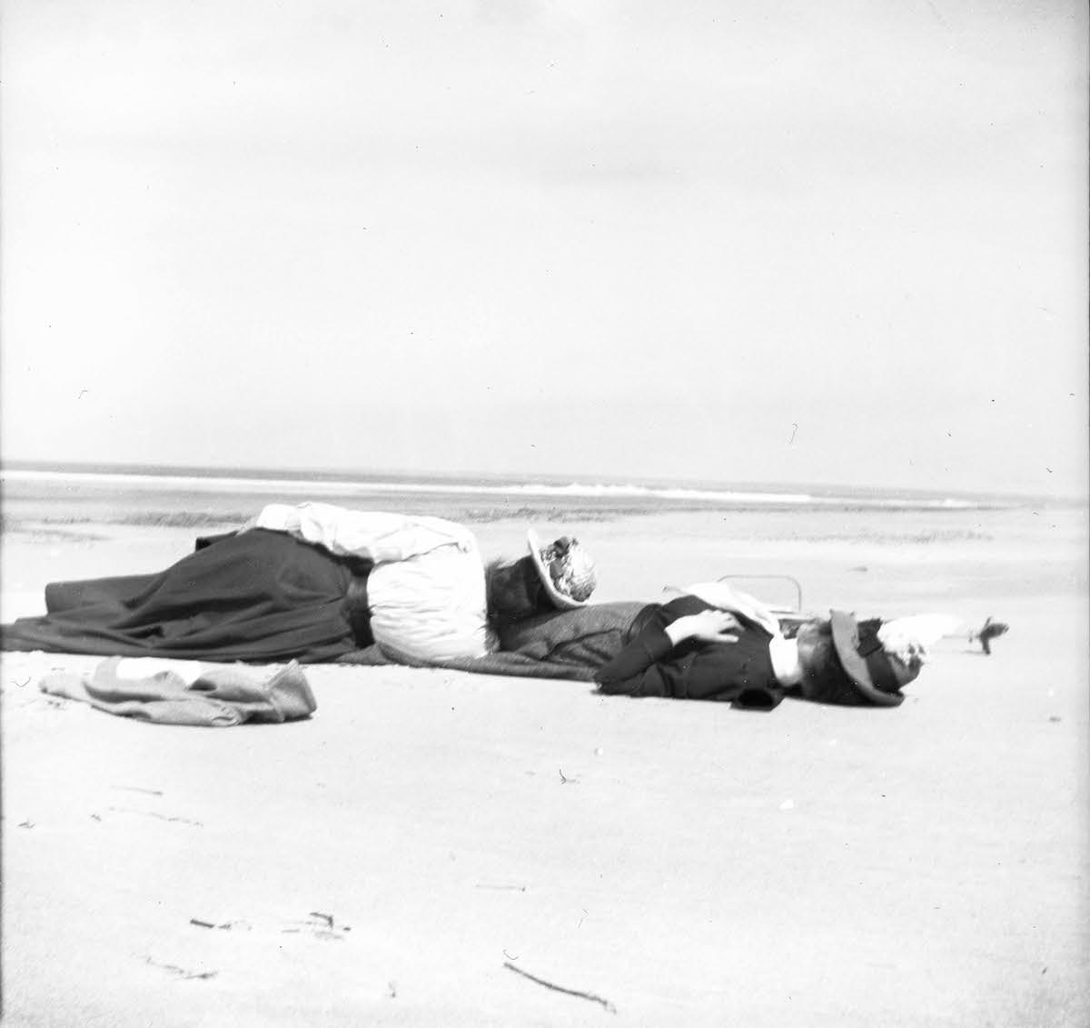 Grace and Mary at Ipswich Beach, May 30, 1900.