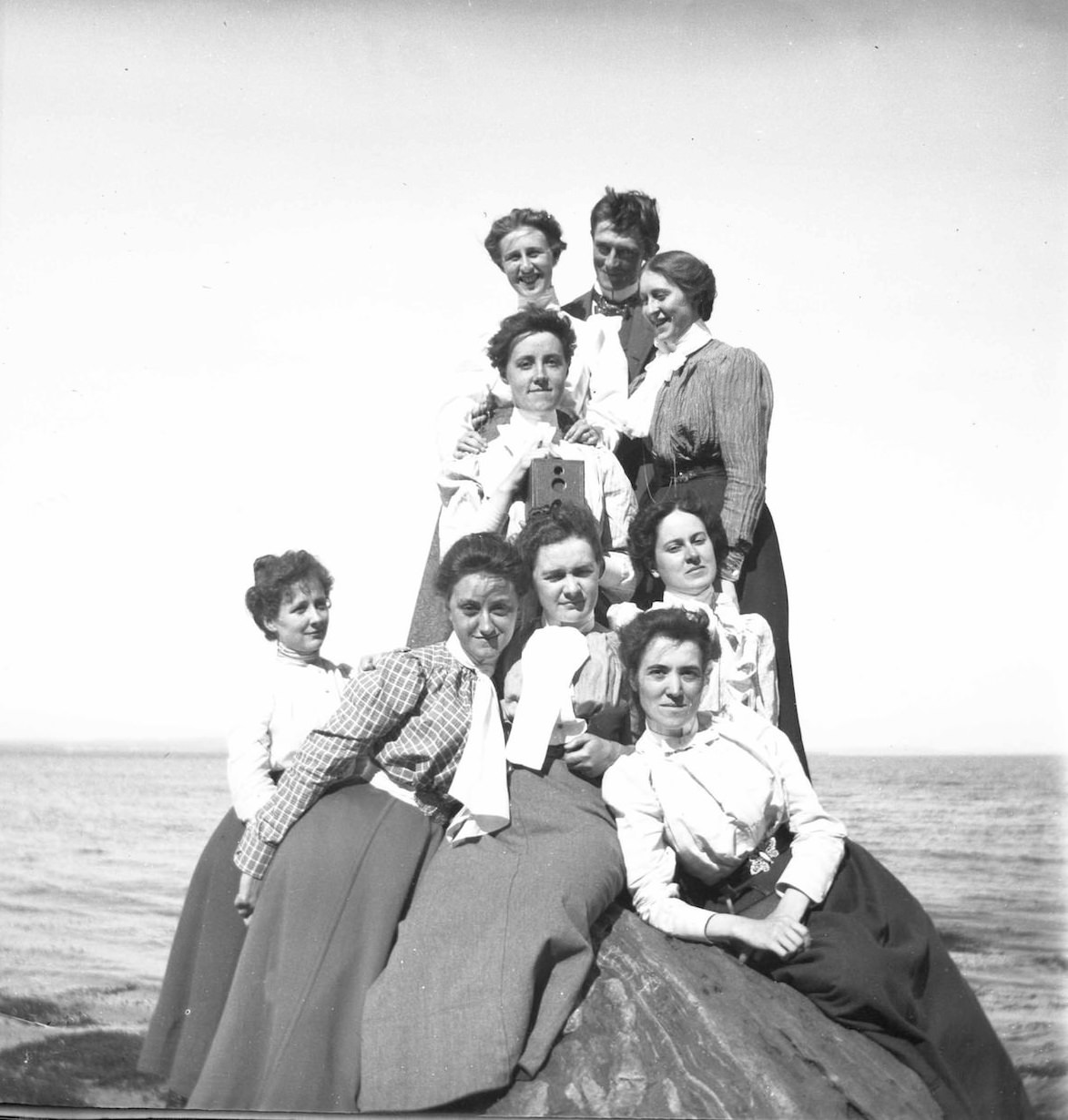 Friends and family of Theresa P. Babb at the shore in midcoast Maine