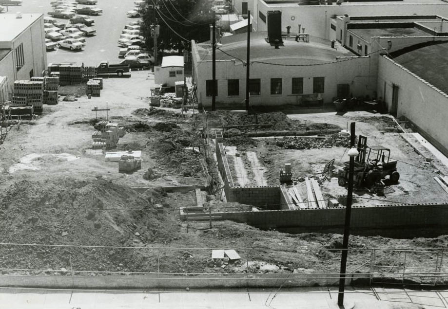 The construction behind old Central building, 1980s