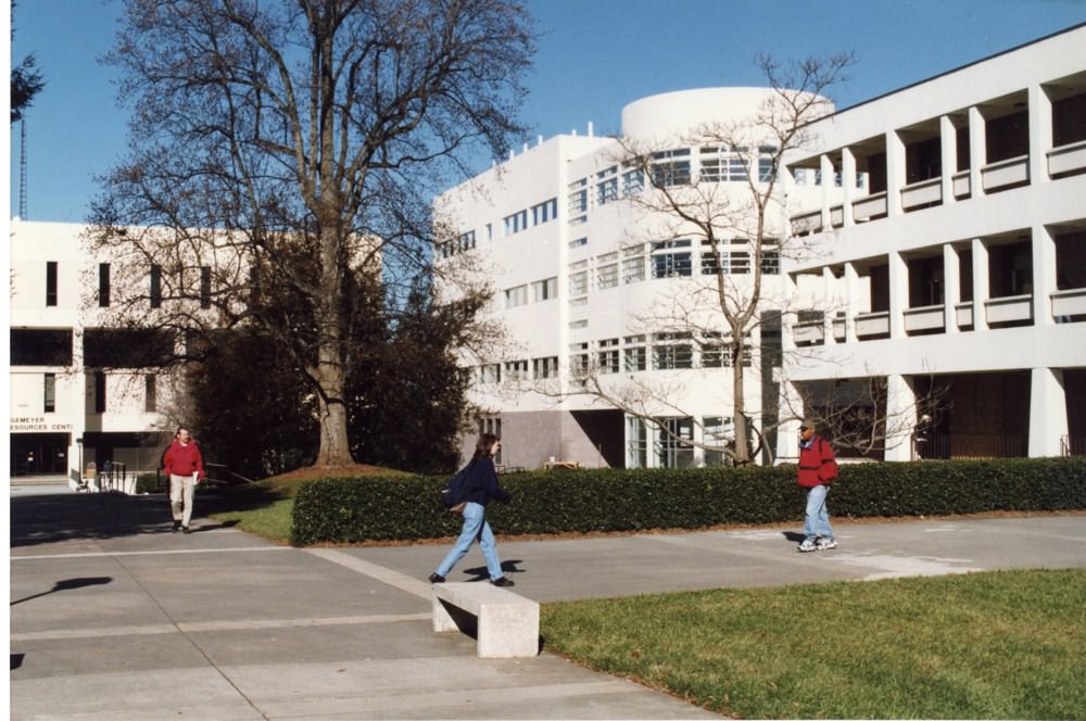 The LRC, Giles, and Kratt taken from the quad, 1980s