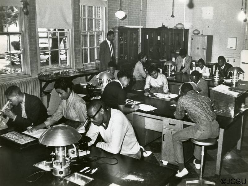 Students in a science classroom, Charlotte, 1980s