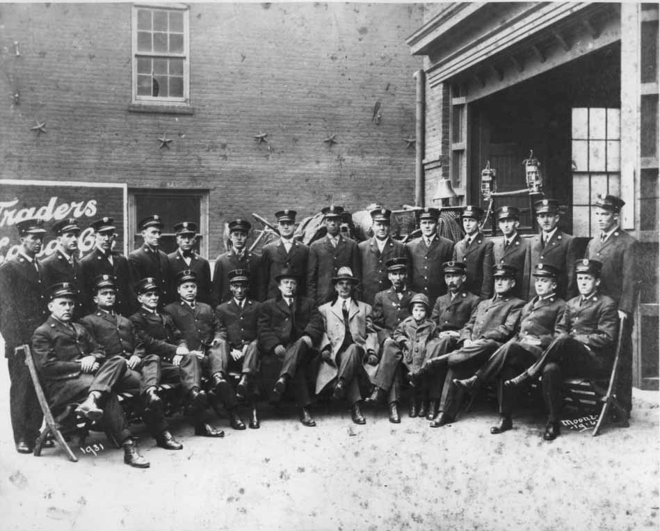 Charlotte Firemen with Colonel Thomas LeRoy Kirkpatrick, who was Charlotte's Mayor, 1916