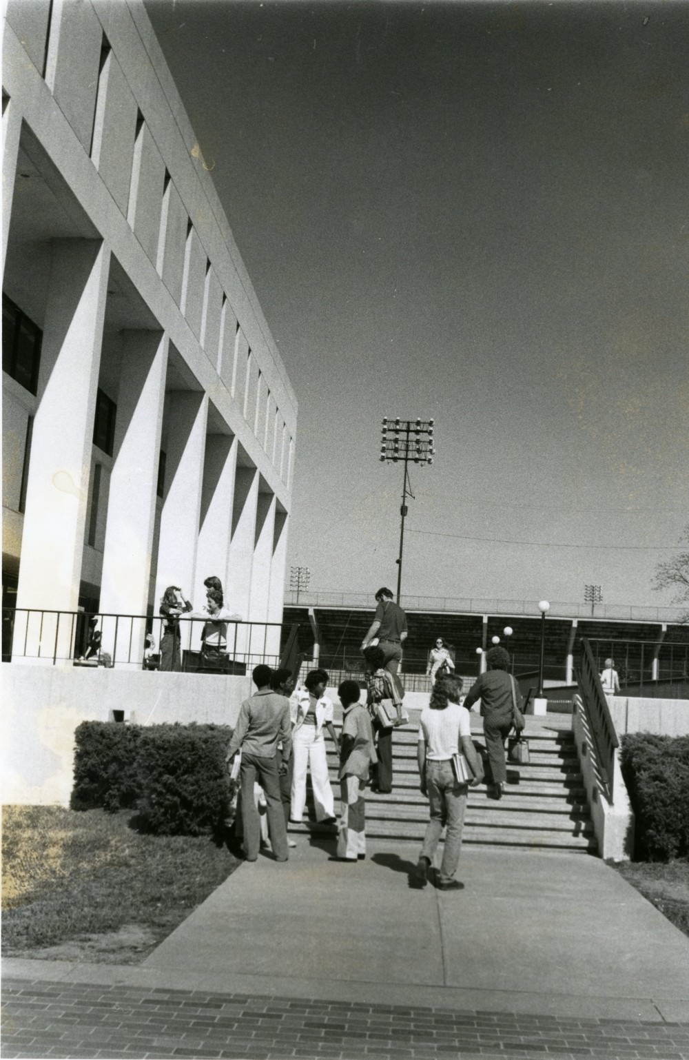 The Library (LRC) from the side along the front entrance, 1980s