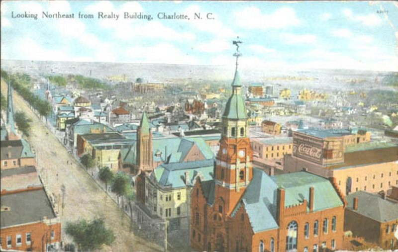 Aerial view North Tryon Street, 1909