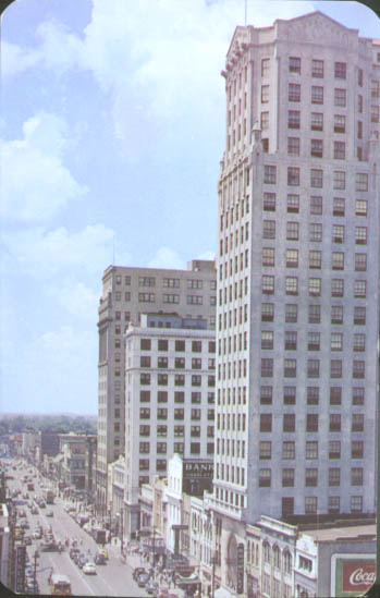 A view of Tryon Street and the Independence Building, 1955