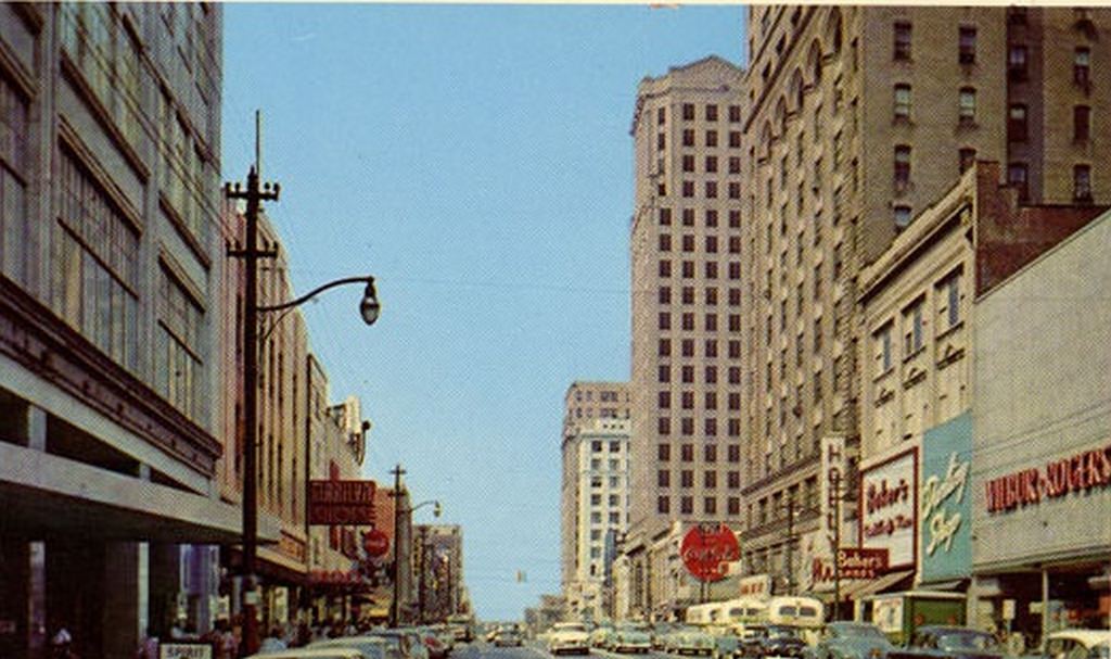 Looking south down Tryon Street, 1955