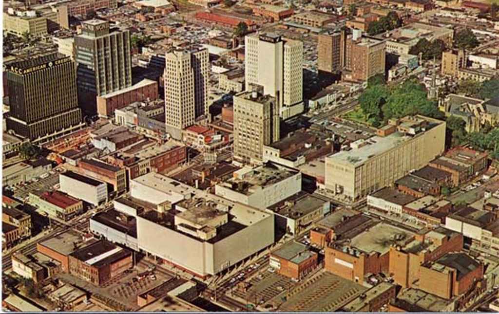 Aerial shot of uptown Charlotte in 1966.