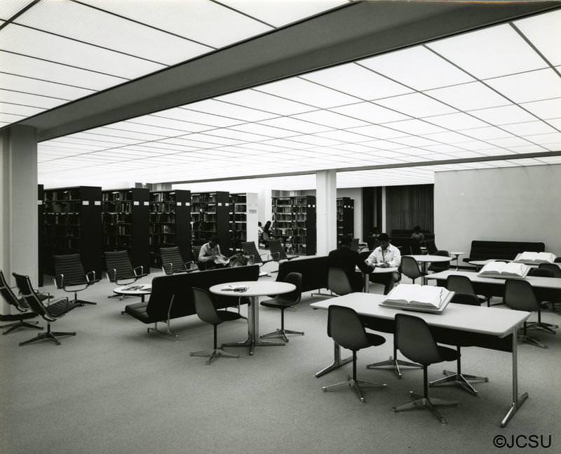 Interior of James B. Duke Memorial Library, 1970s