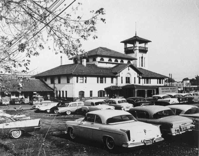 The Southern Railway Passenger Station as it appeared from Depot Street in November 1962.