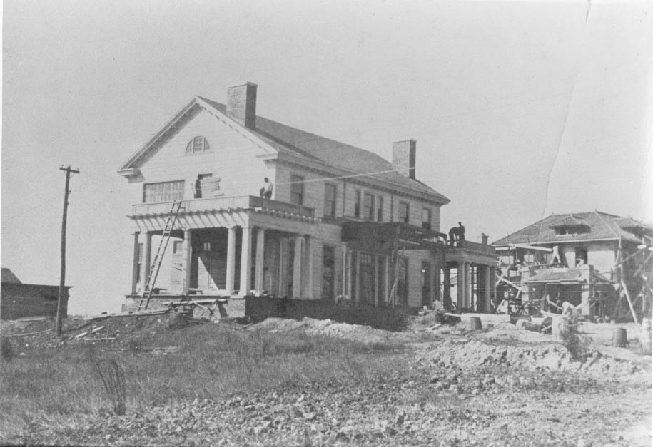 House under construction in Myers Park, 1916