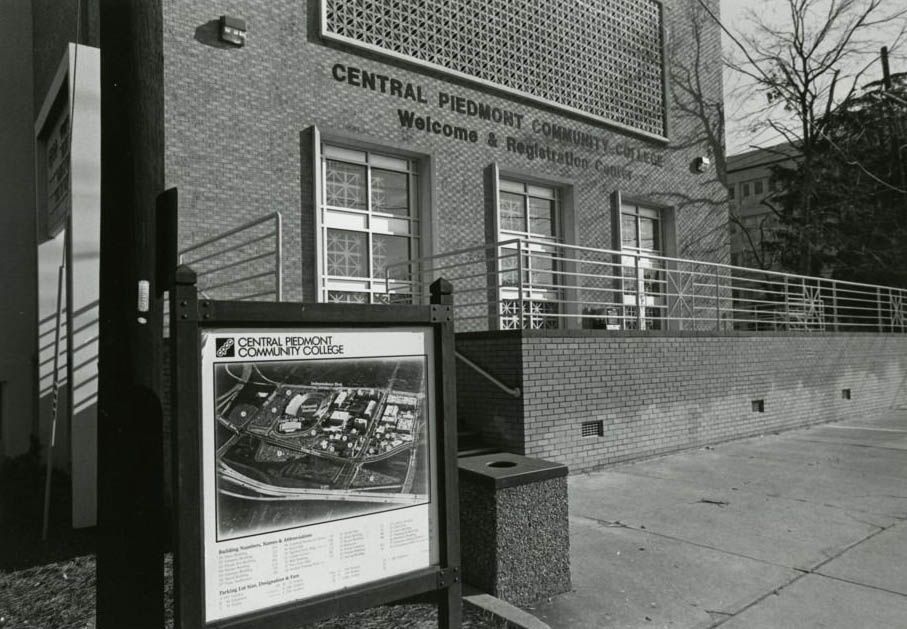 The front of the Central Piedmont Community College welcome and registration center, 1970s