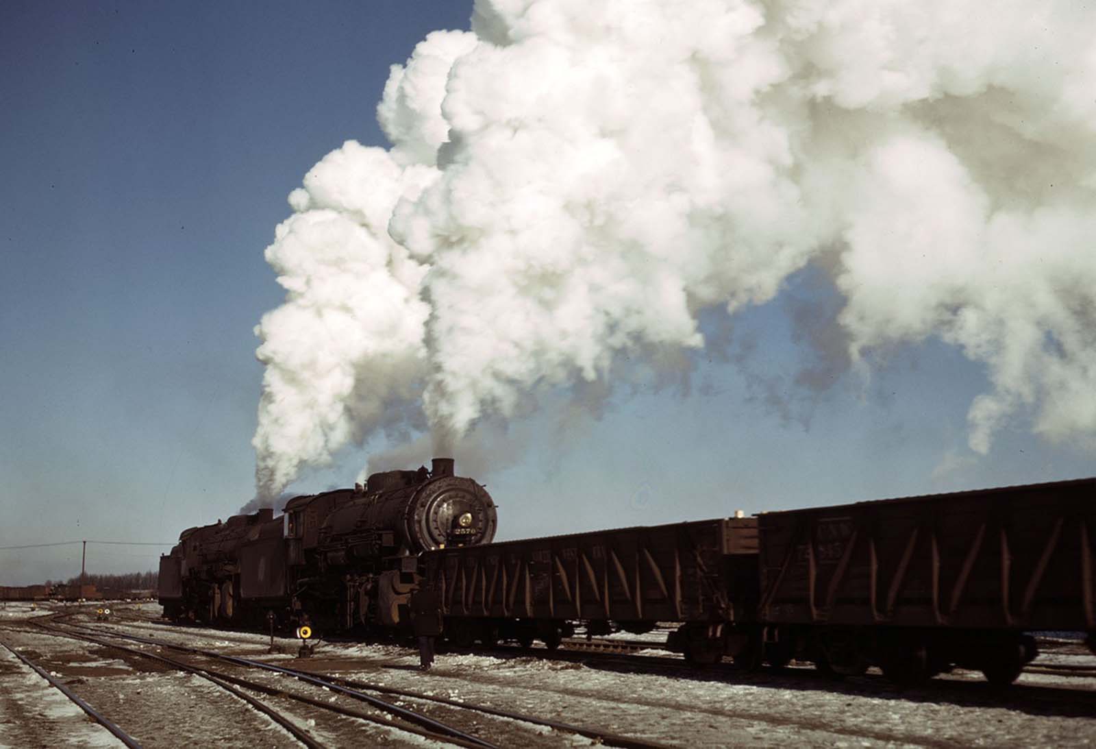 Locomotives in a Chicago and North Western Railroad yard near Chicago sometime between December 1942 and May 1943.