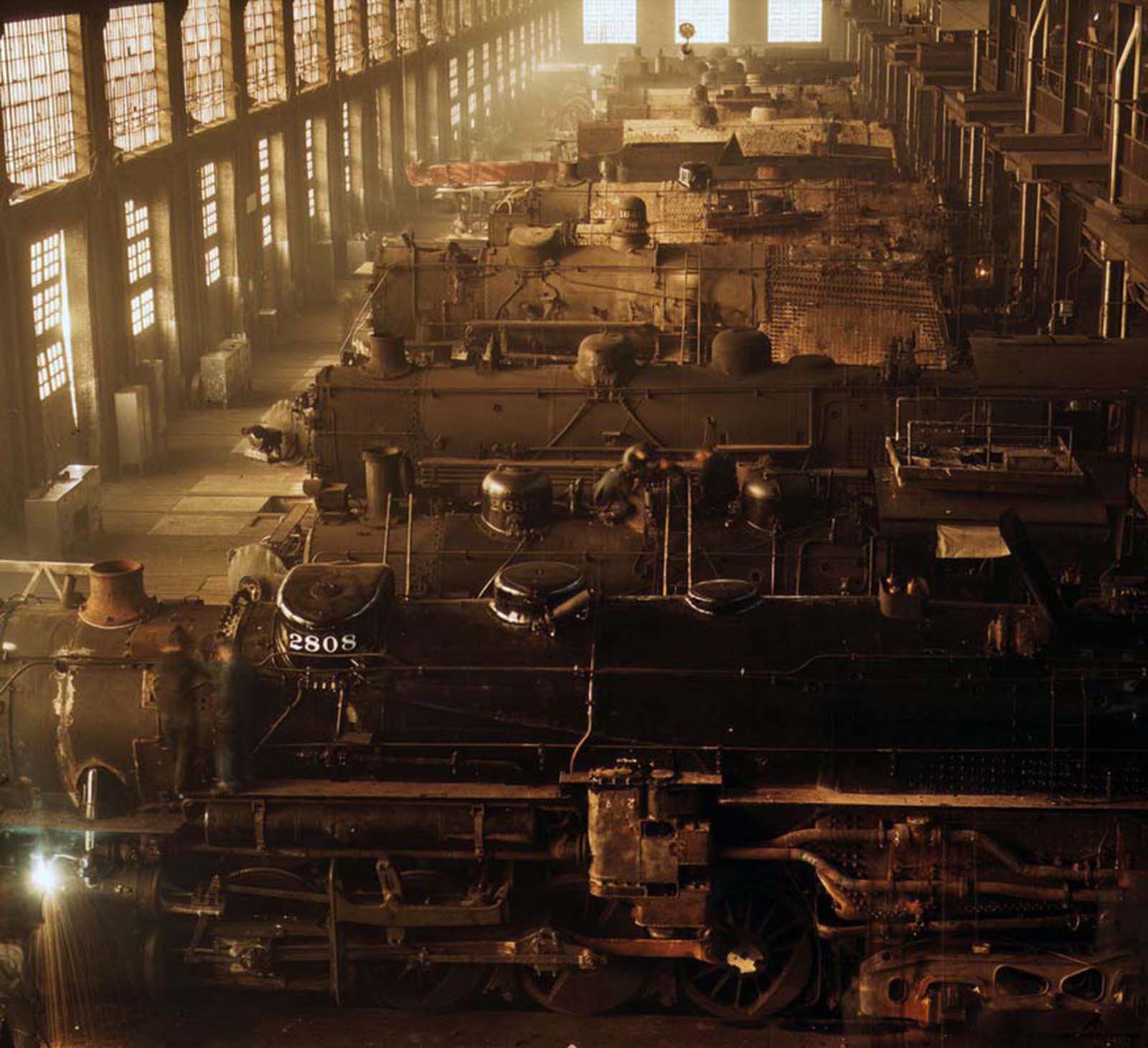 Chicago and North Western Railroad locomotive shops, photographed in December 1942.