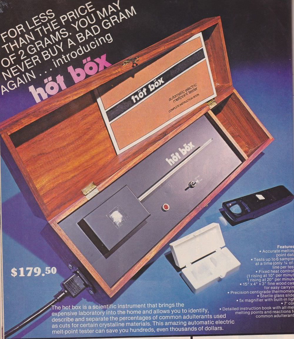 The Hot Box machine allows the user to work out the percentage of pure cocaine when taking it at home.