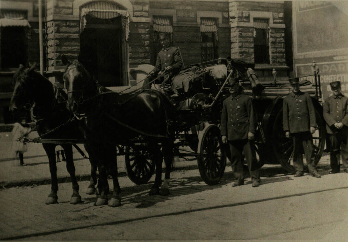 Pride of Columbus horse-drawn fire wagon, 1888