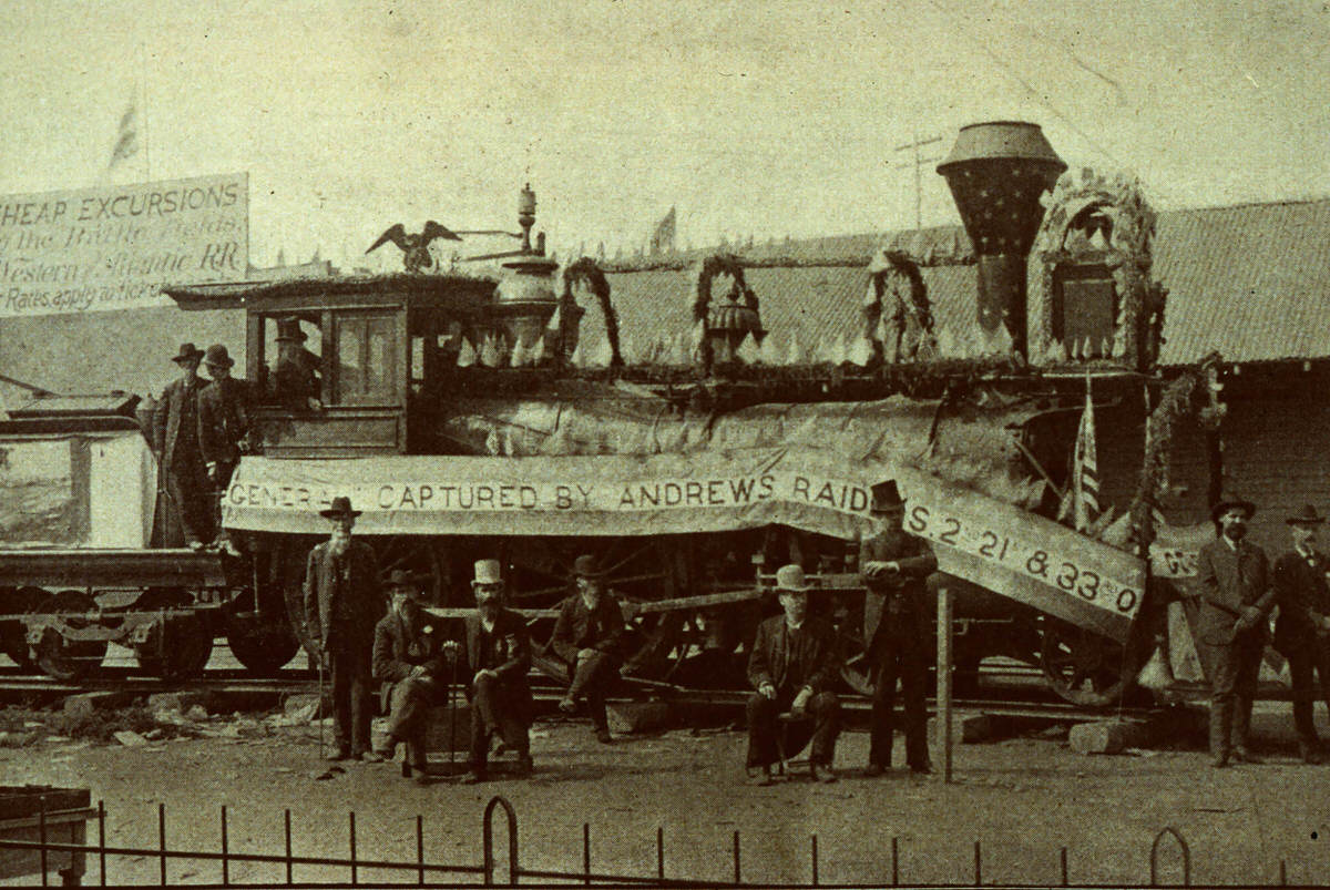 The General Locomotive with survivors of Andrews Raid, 1888