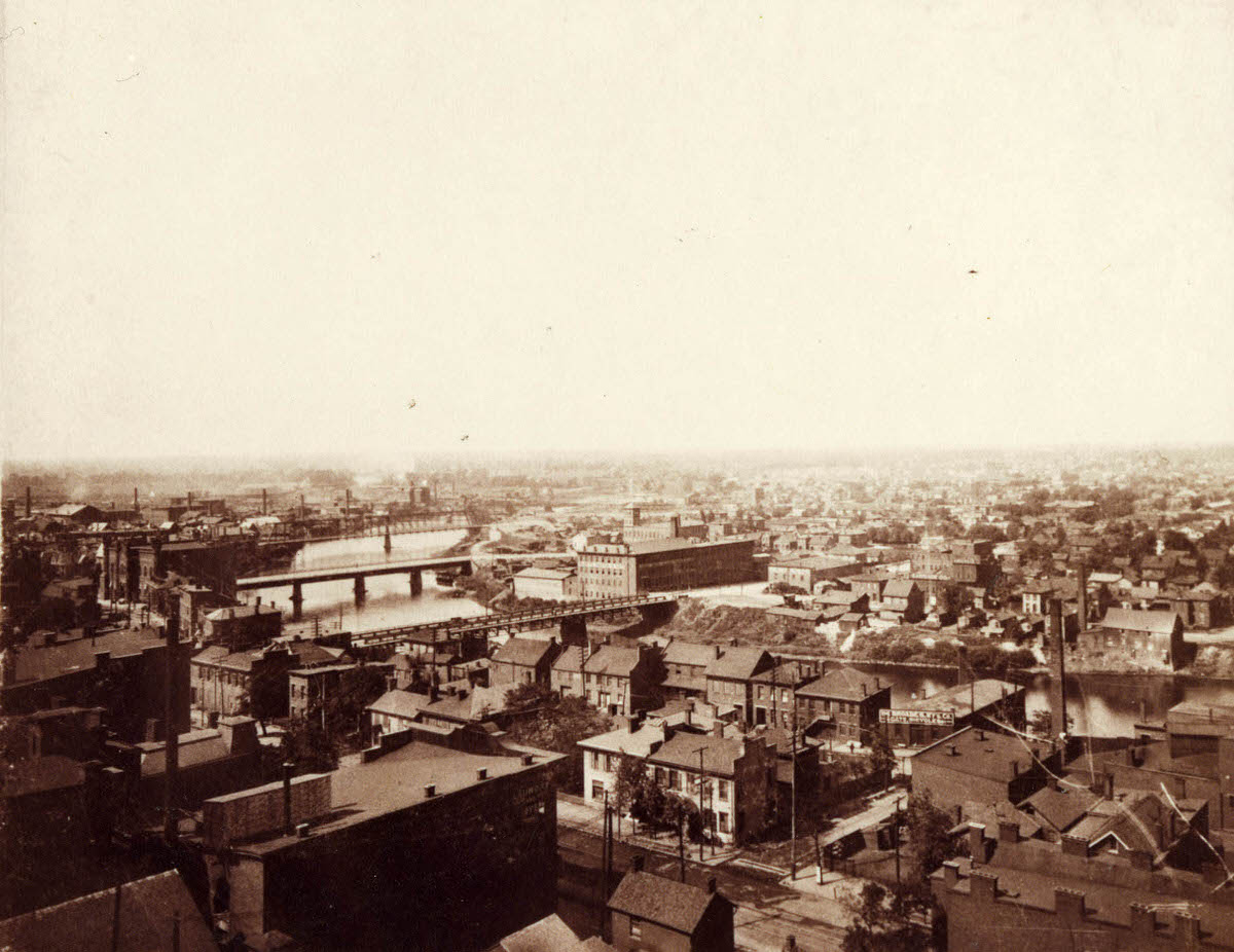 Aerial view of downtown Columbus, 1881